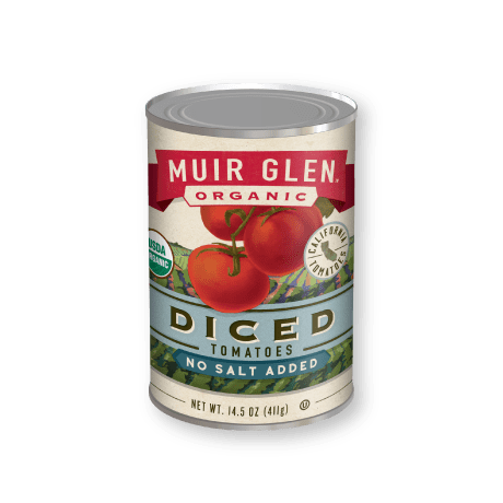 Can of Muir Glen diced tomatoes no salt added