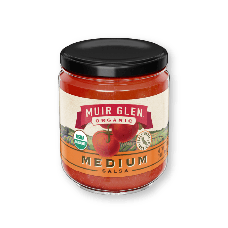 Muir Glen medium salsa, front of the product