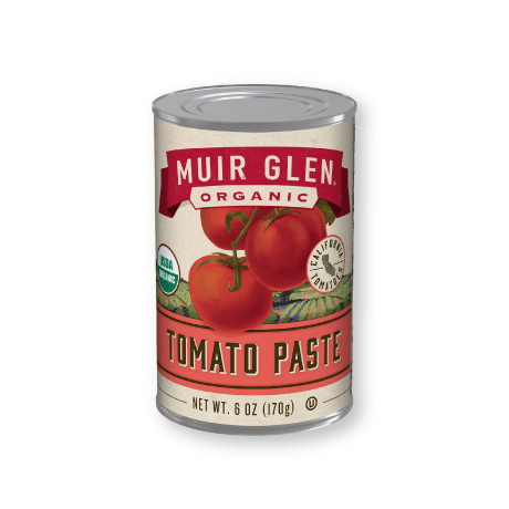 Muir Glen Organic Tomato Paste, front of product.