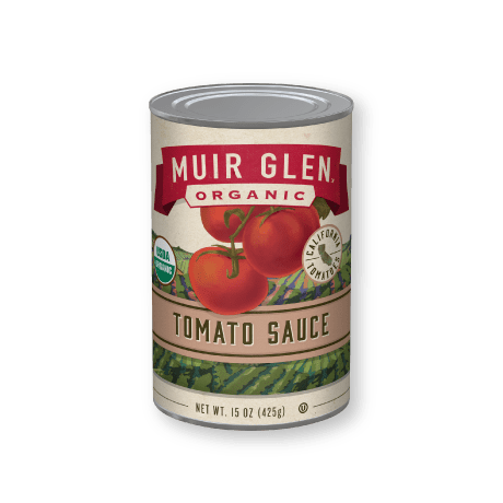 Muir Glen Organic Tomato Sauce, front of product.
