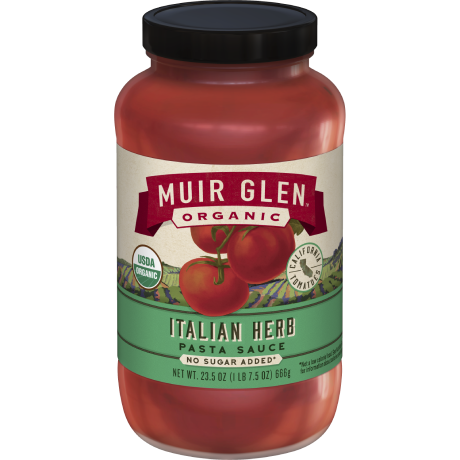 Muir Glen Organic Italian Herb Pasta Sauce, front of product.