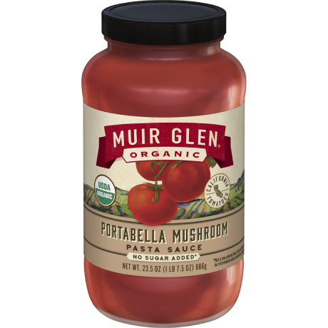 Muir Glen Organic Portabella Mushroom Pasta Sauce, front of product.